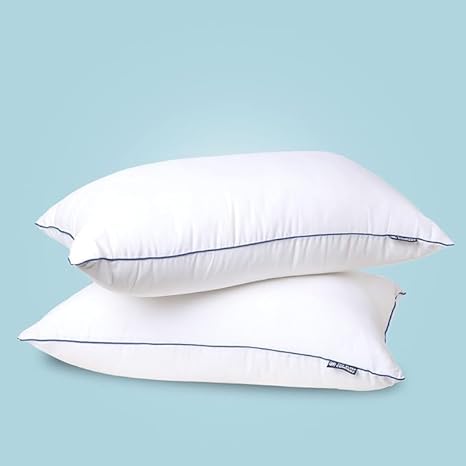 The Sleep Company Plush Pillow | Super Soft | 100% Virgin Microfiber Filling | Hypoallergenic |White, Pack of 2