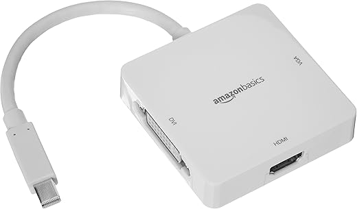 Amazon Basics AmazonBasics Mini DisplayPort to HDMI/DVI/VGA Adapter - White, 5-Pack
