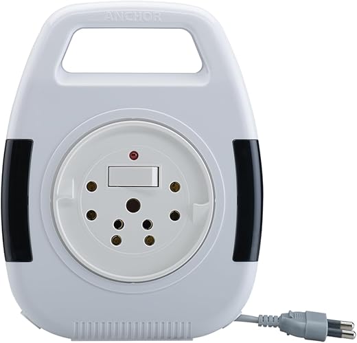 Anchor by Panasonic 6A 2 Pin Flex Box with Indicator &amp; Handle | 8 Mtr Extension Flex Box for Home, Office (5219)