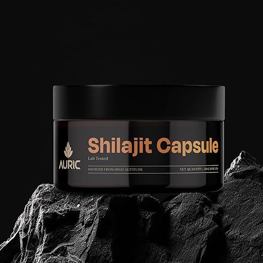 Auric Shilajit/Shilajeet Energy 60 Capsules | Lab Tested 100% Pure Shilajit | Enhances Stamina, Energy, and Power