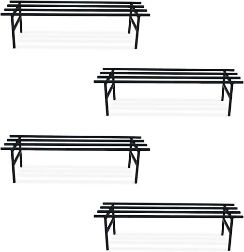 BonKaso Heavy Duty Rectangle Plant Stand: 76x24x18 cm, Black - Set of 4, Modern Design for Indoor &amp; Outdoor Use, Sturdy, Anti-Rust Planter Stand for Garden, Balcony, Patio