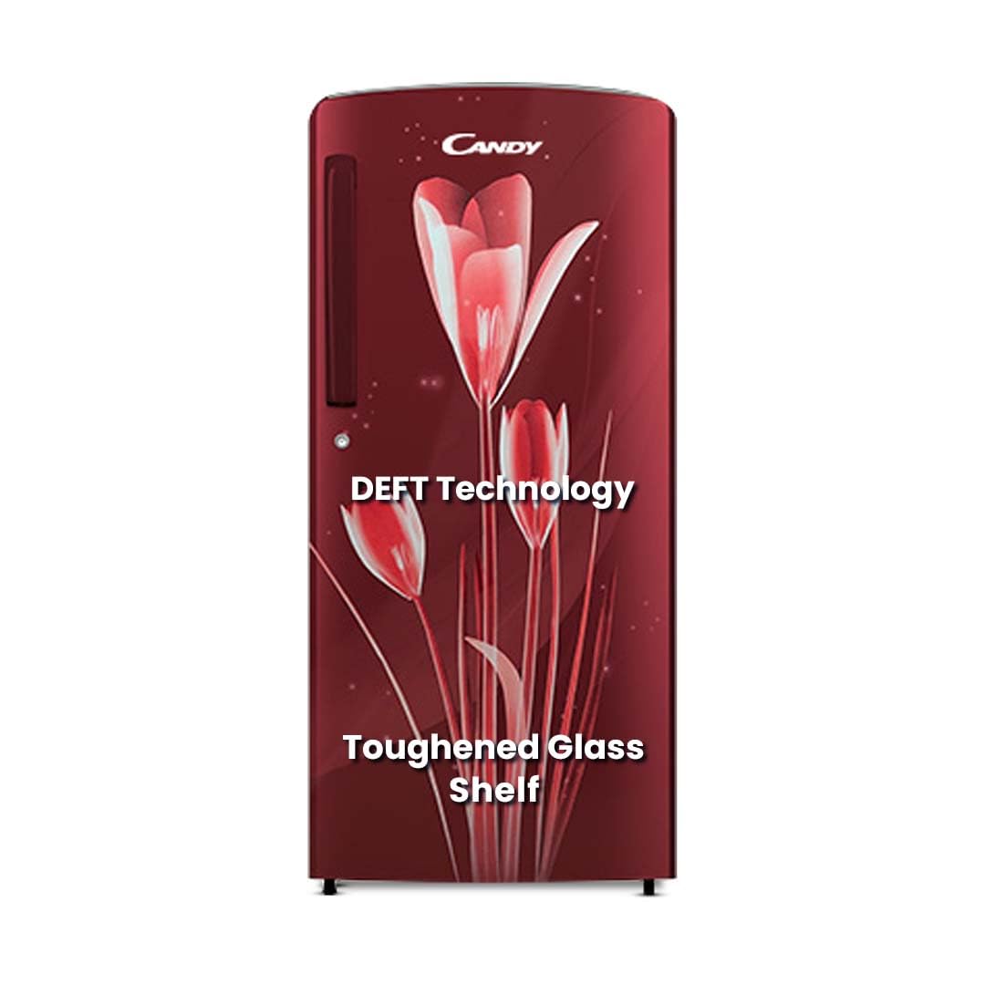 CANDY 185 L 2 Star Direct Cool Single Door Refrigerator with Floral design, Stabilizer Free Operation &amp; Glossy Finish (Red Lily, CSD1962RL)