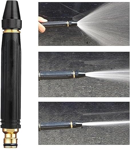Episkey Water Spray Gun for Car Wash Bike Washing Gun for 1/2" Hose Pipe High Pressure Water Gun Nozzle Adjustable Car Washer Gun Brass Jet Water Spray Nozzle for Garden &amp; Window (BLACK NOZZLE)