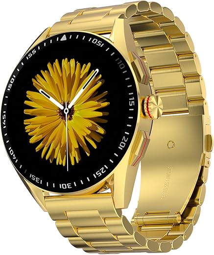 Fire-Boltt Invincible Plus 1.43" AMOLED Display Smartwatch with Bluetooth Calling, TWS Connection, 300+ Sports Modes, 110 in-Built Watch Faces, 4GB Storage &amp; AI Voice Assistant (Gold SS)