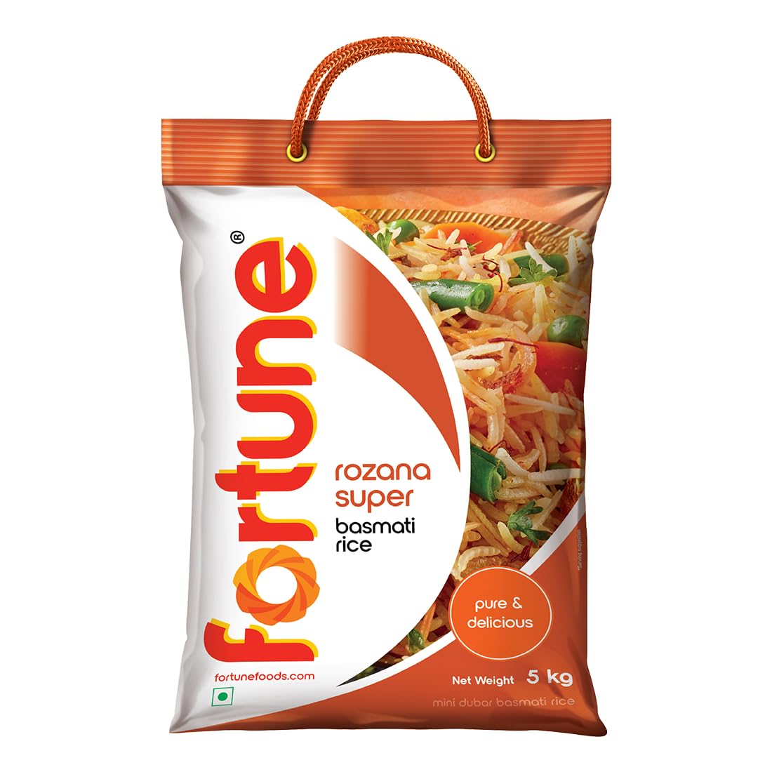 Fortune Rozana Super Basmati Rice 5 Kg | Cooked Grain up to 13mm | Ideal for Everyday Cooking