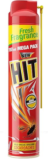 HIT Crawling Insect Killer Cockroach Killer Spray | Instant Kill | Deep-Reach Nozzle | Fresh Fragrance, 700ml
