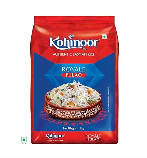 Kohinoor Pulao Basmati Rice, 1 kg | Long-Grain Basmati (Cooked grain up to 18 mm) | Aromatic &amp; Flavorful Rice | Ideal for Pulao
