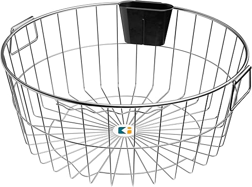 Kuber Industries Round Stainless Steel Utensils Drying Rack with Plastic Cutlery Holder | Dish Organiser with Handle | Vessel Drainer Basket | Bartan/Utensil Stand for Kitchen | Silver