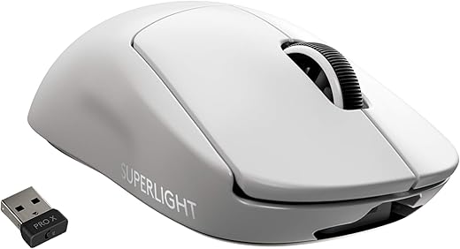 Logitech G USB PRO X Superlight Wireless Gaming Mouse, Ultra Lightweight 63 g, Hero 25K Sensor, 25600 DPI, 5 Programmable Buttons, Long Battery Life, for Esports, Compatible with PC/Mac-White