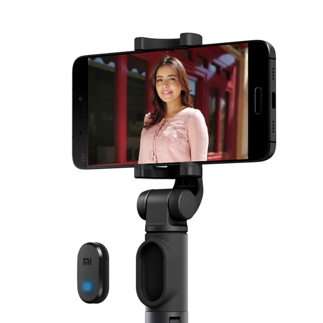 Mi Xiaomi Selfie Stick with Tripod Stand with Bluetooth Remote, 360 deg Rotation Phone Holder for Selfie/Video Recording/Photo/Live Stream/Vlog/YouTube from Smartphone, iPhone, Mics and Lights (Black)