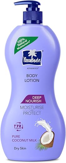 Parachute Advansed Deep Nourish Body Lotion for Women &amp; Men, Dry Skin, 600ml | Pure Coconut Milk, 100% Natural, 72h Moisturisation