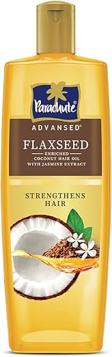Parachute Advansed Flaxseed Enriched Coconut Hair Oil for Stronger, Smoother Hair | Up to 10x Less Breakage| 2x Softer Hair | Deep Nourishment with Jasmine Extract, 300ml