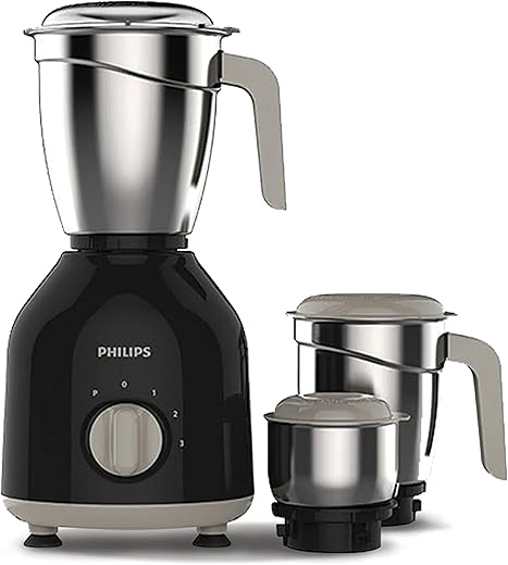 Philips HL7756/01 750 Watt Mixer Grinder, 3 Stainless Steel Multipurpose Jars with 3 Speed Control and Pulse function (Black)
