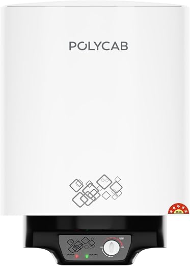 POLYCAB Celestia 5-Star 25L Water Heater (Geyser) | 5-yr tank &amp; 2-yr product warranty | Temperature Control Knob | Enhanced Safety, Rust Proof Tank | Efficient Heating【White】