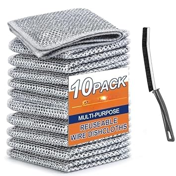 REEAN BEATS 10 Pack Non-Scratch Steel Wire Dish Cloth, Stainless Steel Scrubber