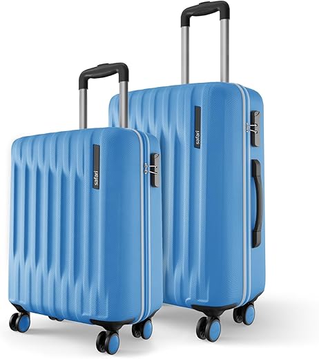 Safari Ray Neo 8 Wheels Set of 2 ( Cabin + Medium) Trolley Bags, Hard Case Polycarbonate 360 Degree Wheeling Luggage for Men &amp; Women, Travel Bag Suitcase for Travel, Trolley Bags for Travel Marina Blue