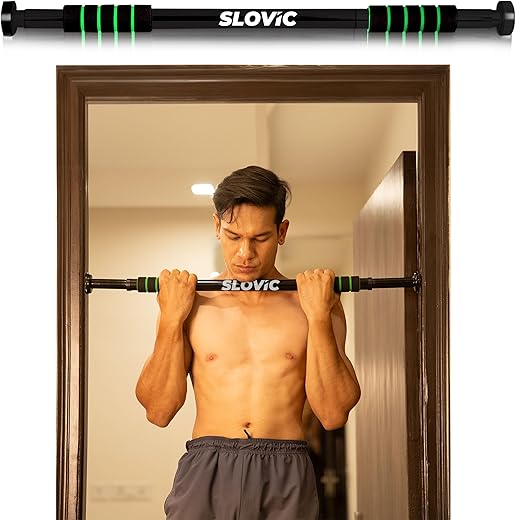 Slovic Pull up Bar for Home Kids [100 KG] | No Screw Pull Up Bar Wall Mounted with Anti-Skid Grip | Pull-up Bar for Home Workout | Gym Equipment for Home Workout (Length 62-100 CM)