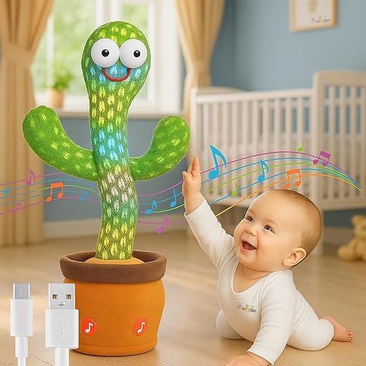 Toy Imagine Rechargeable Talking Cactus Toy for Kids - Musical Dancing, Speaking Cactus Toy for Babies – Educational Talking Toy for Baby Boys &amp; Girls (0-3 Years) – Speaking, Repeating for Toddlers