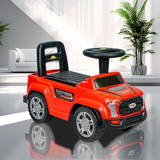 Toy Zone Raptor Baby Ride on Car for Kids, Toddlers Push Ride Baby Kids Car with Backrest, Push Ride on Toy Jeep with Music &amp; LED Light, Under Seat Storage, 2 to 5 Years (Red)