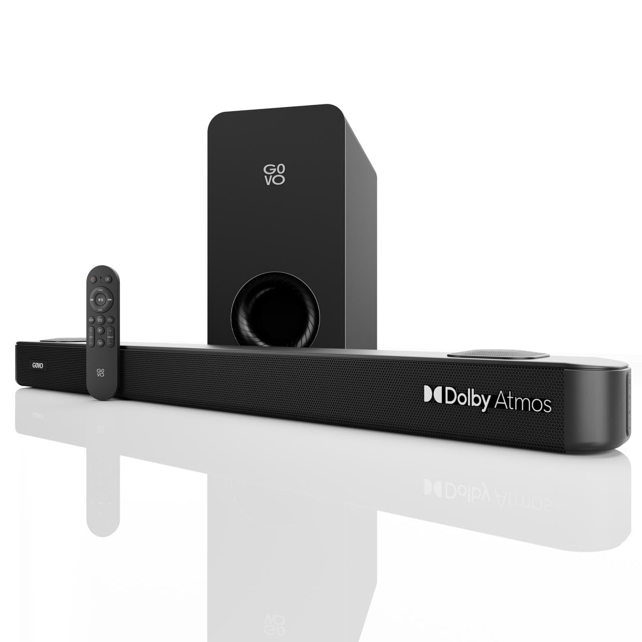 GOVO GOSURROUND 975 | 4.1 (2.1.2) Channel, 400W Soundbar with True Dolby Atmos®, 6.5" subwoofer, Opt, AUX, USB &amp; Bluetooth, 3 Equalizer Modes, Stylish Remote &amp; LED Display (Platinum Black)