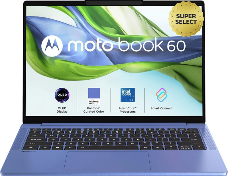 MOTOROLA Motobook 60 Full Metal OLED (i7 14th Gen) Intel Core 7 (Series 2) 240H - (16 GB/512 GB SSD/Windows 11 Home) 14IRH10R Thin and Light Laptop  (14 Inch, PANTONE Wedgewood, 1.4 Kg, With MS Office)