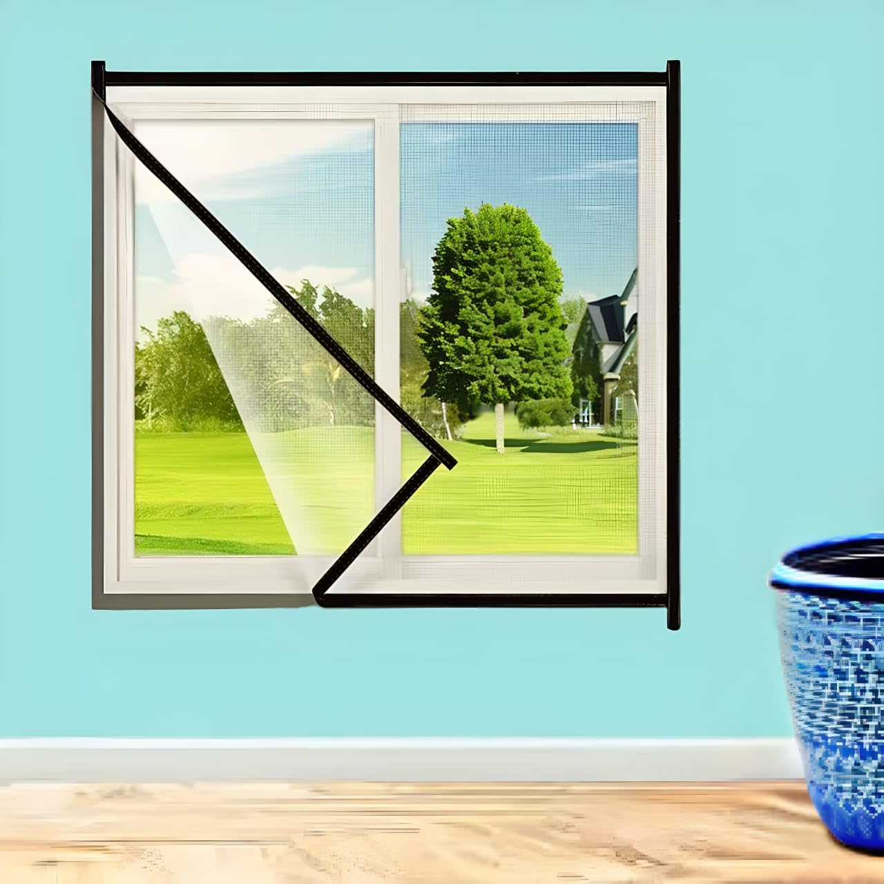 Netfly Mosquito Net for Windows | DIY Magnetic Self-Adhesive Insect Screen | Fine Mesh Fly &amp; Bug Protector for Home &amp; Office (5 * 5 ft- White)