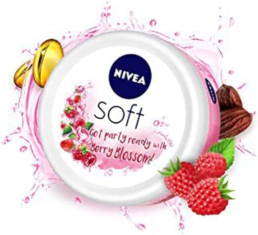 NIVEA Soft Light Moisturizer 100ml | Berry Blossom | For Face, Hand &amp; Body, Instant Hydration | Non-Greasy Cream | With Vitamin E &amp; Jojoba Oil | All Skin Types
