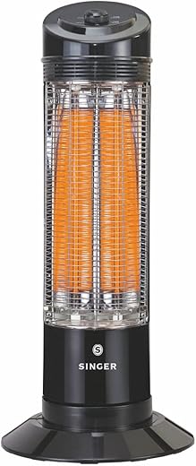 SINGER 1200 Watt Maxiwarm Carbon Room Heater with Two Carbon Heating Tubes| Tip Over Protection| Silent Operation| Anti Rust Protection| 1 year Manufacturer Warranty (Black)