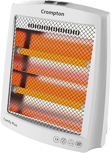 Crompton Comfy Plus 800 Watt Quartz Room Heater with 2 Heat Setting | Handle to carry | Neon Lamp indicator