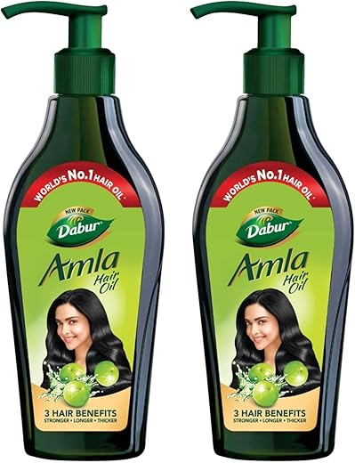 Dabur Amla Hair Oil - 1100ml (550ml x 2) | For Strong, Long and Thick hair | Nourishes Scalp | Controls Hair Fall, Strengthens Hair &amp; Promotes Hair Growth
