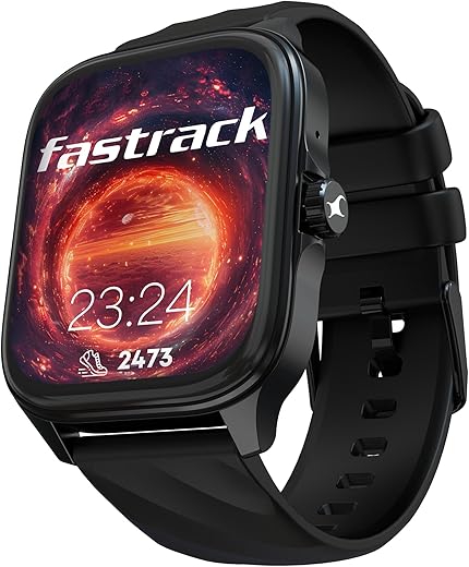 Fastrack Astor FS1 Pro Smart Watch, 1.97" AMOLED Display, Bluetooth Calling, 100+ Sports Modes, SpO2 &amp; Heart Rate Monitoring, Women's Health, IP68, Up to 5 Days Battery, Functional Crown (Black)