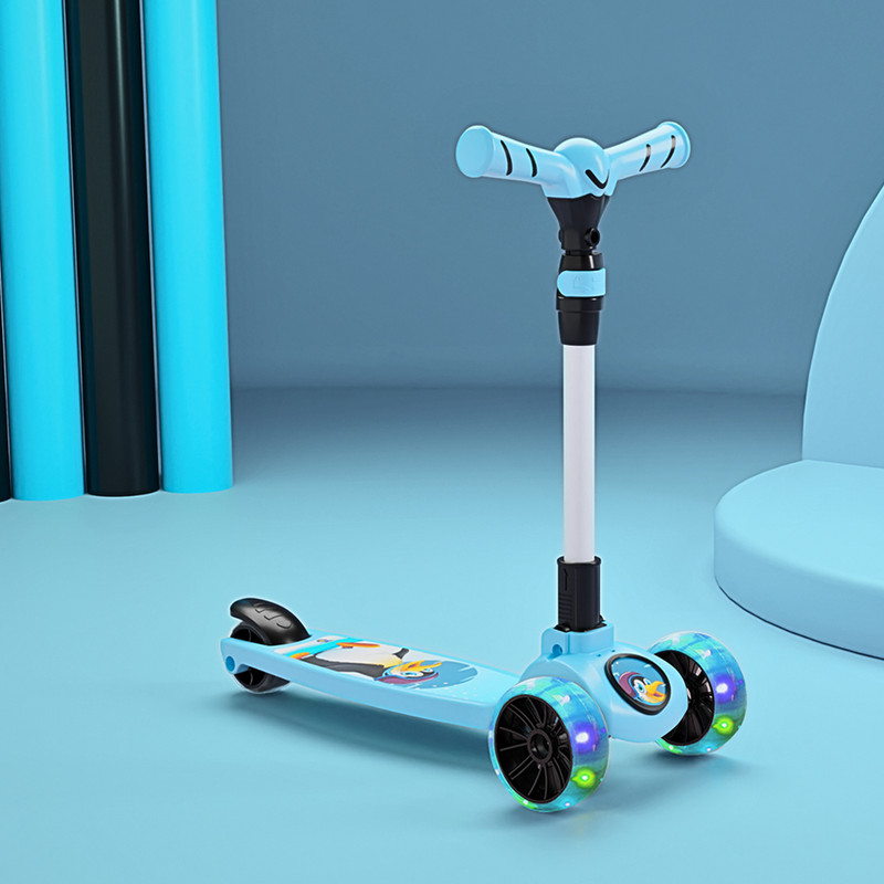 Miss &amp; Chief Spartan Penguin 3 Wheel Kick Scooter,Foldable with LED Wheels,Adjustable Height  (Blue)