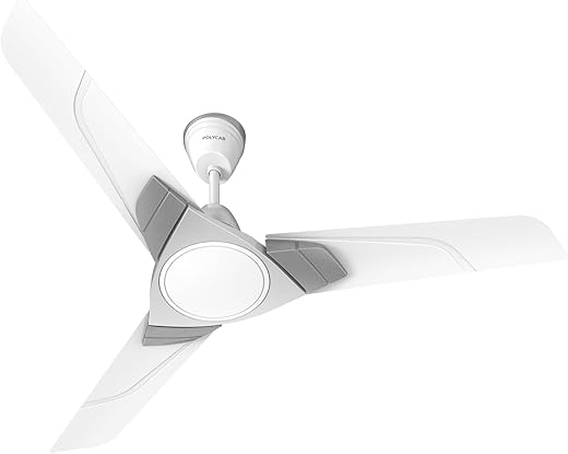 Polycab Aereo Plus Star Rated, 1200mm Ceiling Fan For Home | High Speed &amp; Air Delivery | Saves Up To 33% Electricity, Rust-Proof Blades, 52 Watt | 3-yr Warranty【Pearl White Cloud Grey Silver】