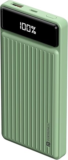 Portronics Luxcell B 10K 10000 mAh 22.5W Fast Charging Power Bank (Green)