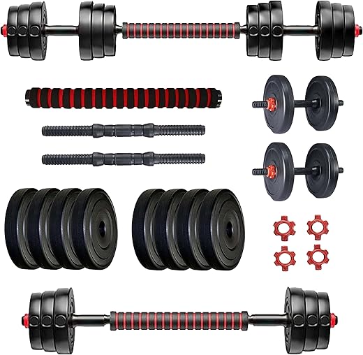 Protoner PVC 3 in 1 convertible DM 4-40 Kg Dumbbells Set and Fitness Kit for Men and Women Whole Body Workout (20 kg (2 kg x 4, 3 kg x 4), 3 in 1 convertible)
