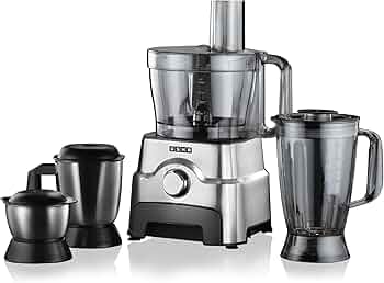 Usha FP 3811 Food Processor 1000 Watts Copper Motor with 13 Accessories(Premium SS Finish), Black and Steel
