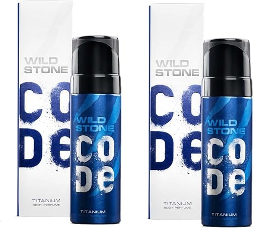Wild Stone CODE Titanium Long Lasting No Gas Body Perfume for Men, Pack of 2 (150ml each),Spray