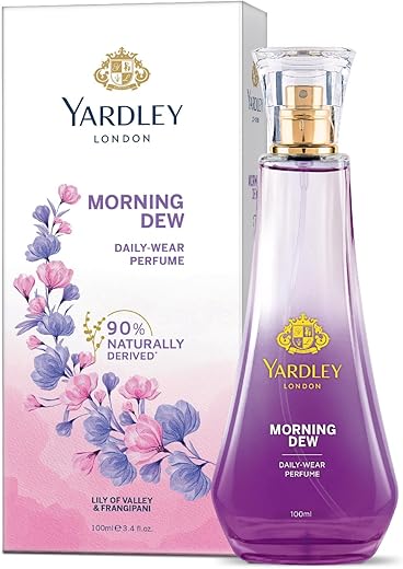 Yardley London Morning Dew Perfume Spray| Fresh Floral Scent| 90% Naturally Derived| Lilly Of Valley &amp; Frangipani| Perfume For Women| 100Ml