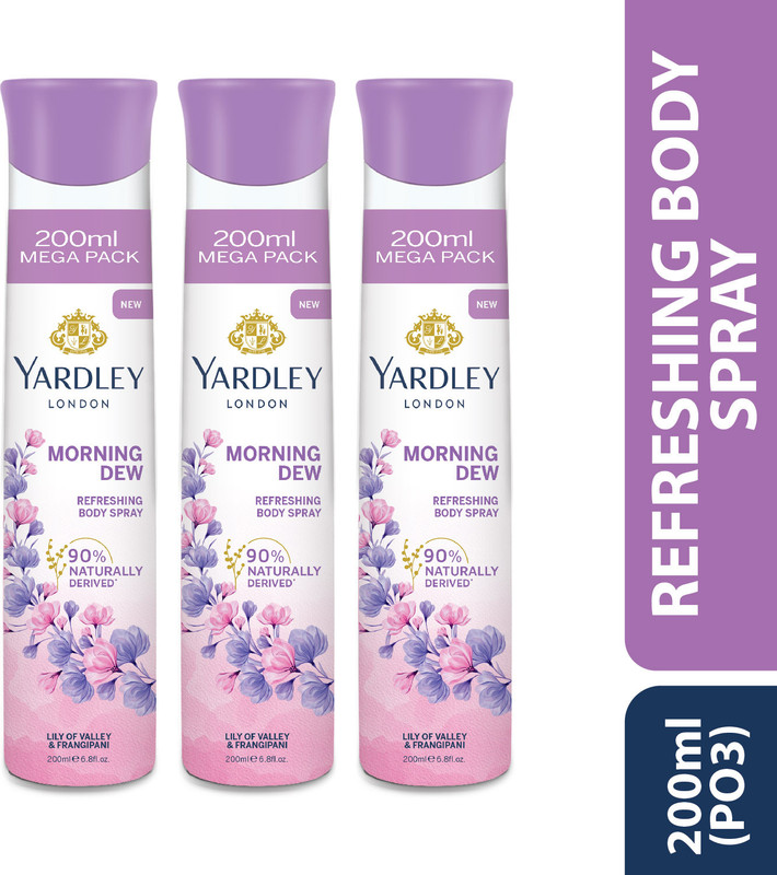 Yardley London Morning Dew Refreshing Body Spray 200ml Deodorant Spray - For Women  (600 ml, Pack of 3)