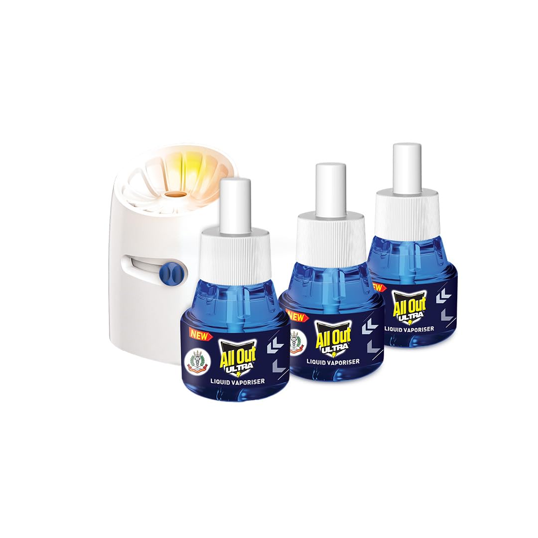 All Out Ultra Liquid Vaporizer, Machine + 3 Refills (45ml each)