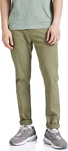 Amazon Brand - Symbol Men's Slim Fit Cotton Stretch Mid Rise Casual Pants | Trouser | Chinos