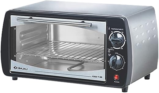 Bajaj 1000T Oven Toaster Grill (10 liter Otg) | Temperature control | Stainless Steel Body With Transparent Glass Door | Black | 2 Year Warranty | 800 Watts