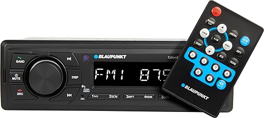 BLAUPUNKT Car Stereo Colombo-130BT Digital Media Receiver, 1 DIN, 4x50 watts with Dual USB Ports (Music &amp; Charging), Bluetooth, AUX in, FM, Hands Free Calling &amp; Remote Control