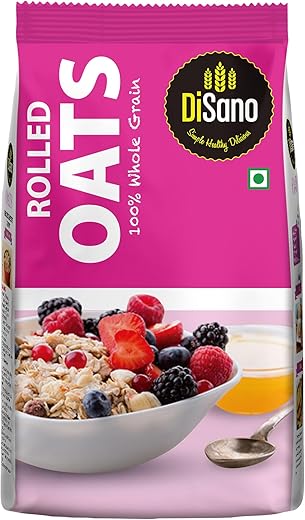Disano Rolled Jumbo Oats, 1kg, Wholegrain Oats, High in Protein and Fiber, 100% Natural &amp; Gluten Free, Ready in 3 Minutes, Preservative Free