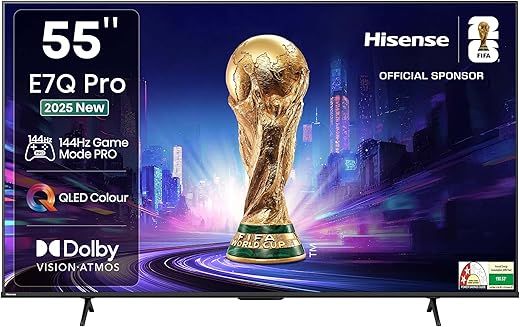 Hisense 139 cm (55 inches) E7Q PRO Series 4K Ultra HD Smart QLED TV 55E7Q PRO (Charcoal Grey)
