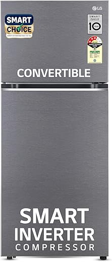 LG Smart Choice, 322 L, 3 Star, Frost-Free Smart Inverter Double Door Refrigerator (GL-S342SDSX, Dazzle Steel