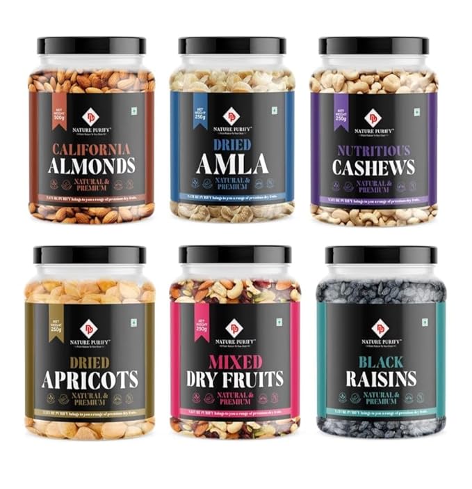 Nature Purify Dry fruits Combo 1.5 kg (Almond, Cashew, Apricot, Black Raisins, Amla &amp; Mixed Nut) - Premium Combo