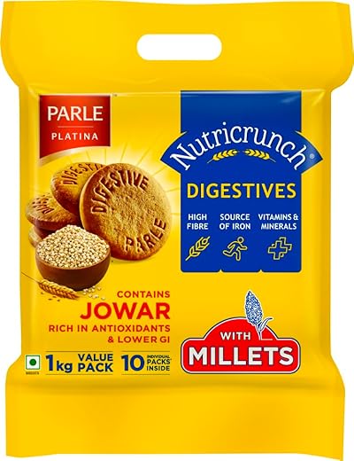 Parle Nutricrunch Classic Wheat Flour Digestive Cookies, 1000 Gram