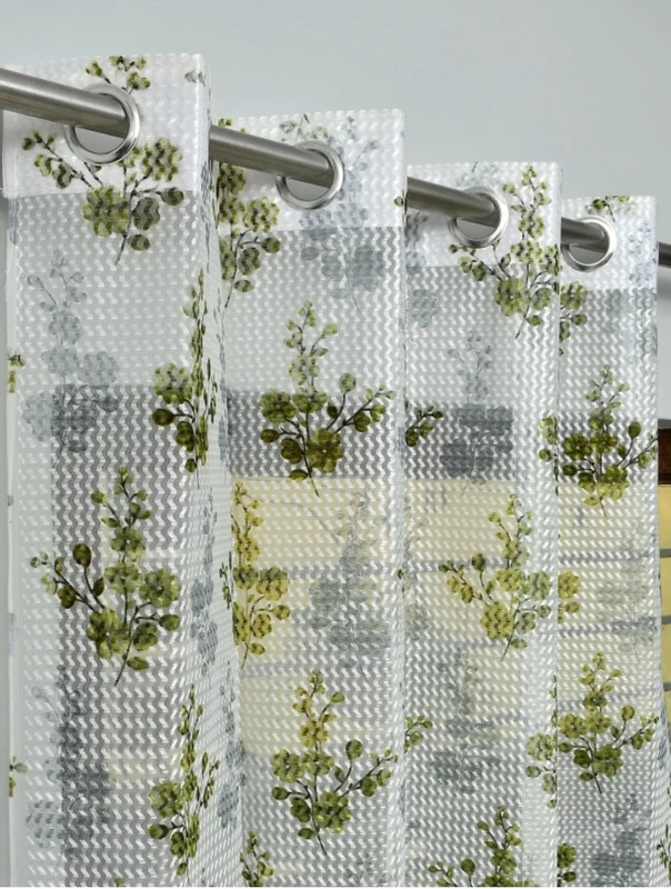 Sehbhagi 153 cm (5 ft) Window Polyester Semi Transparent Curtain Single Curtain (Green, Printed)