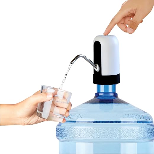 SHITHI Automatic Water Dispenser Pump | Rechargeable 1200mAh One-Touch Electric Water Bottle Pump | BPA-Free Silicone Hose &amp; 304 Stainless Steel Pipe | Fits 2–5 Gallon Bottles | Type-C Charging